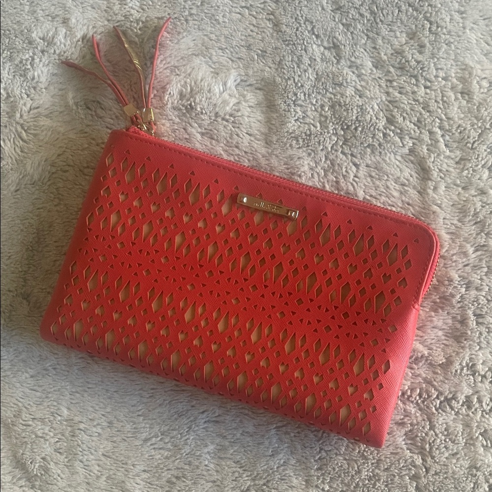 Stella & Dot Vibrant Coral Cutout Clutch